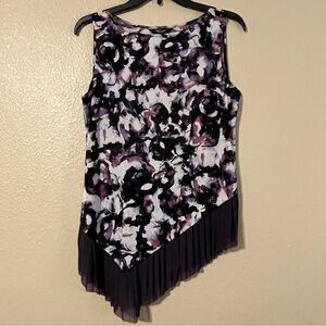 Simply Vera Women’s PM Purple & White Abstract Floral Print Sleeveless Top